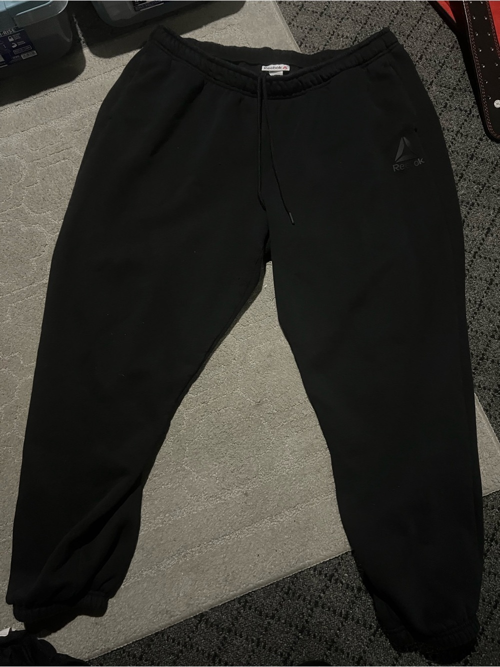 Reebok Men's Black Fleece Joggers with Elastic Waist